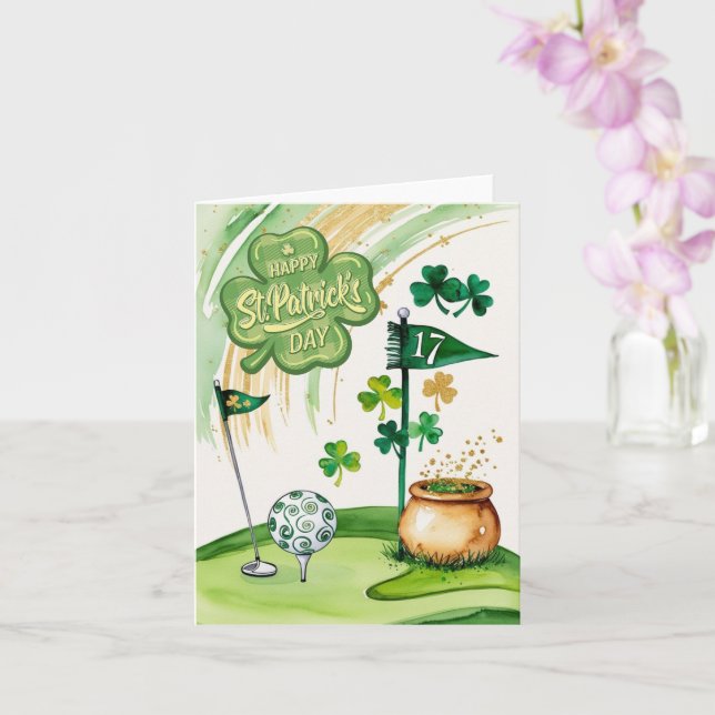 Golf St. Patrick's Day  Golf themed for Golfer  Card (Orchid)