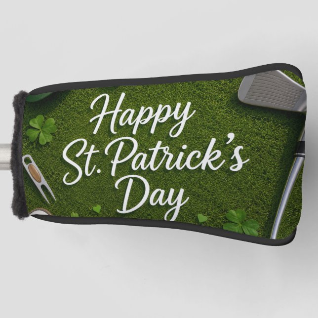 Golf St. Patrick's Day with Golf ball for Golfer Head Cover (Front)