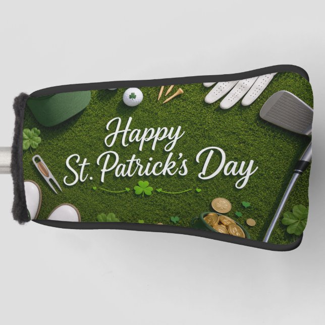 Golf St. Patrick's Day with Golf ball for Golfer Head Cover (Front)