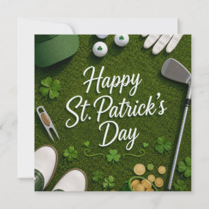 Golf St. Patrick's Day with Golf ball for Golfer Holiday Card