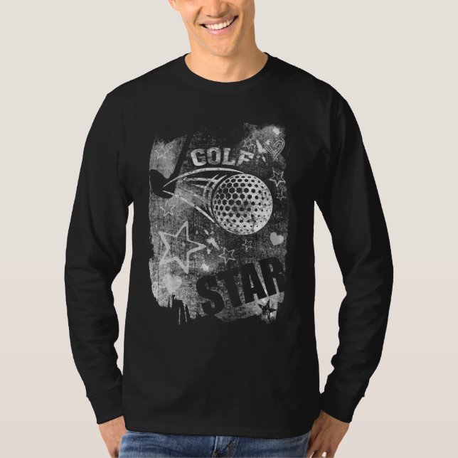 Golf Star, Black Grunge Golf T-Shirt (Front)