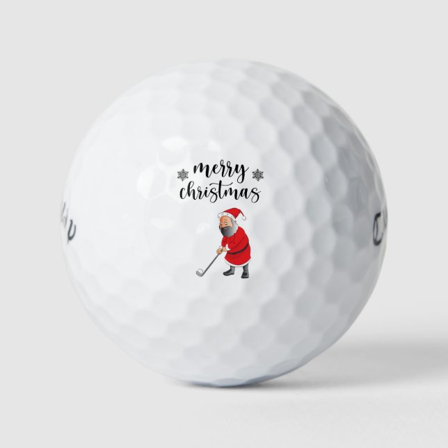 Golf Stay Merry with Santa Claus Christmas Holiday Balls (Front)