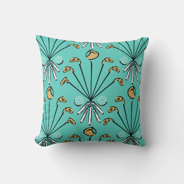Golf Sticks | Mint + Gold + Black Cushion (Front)