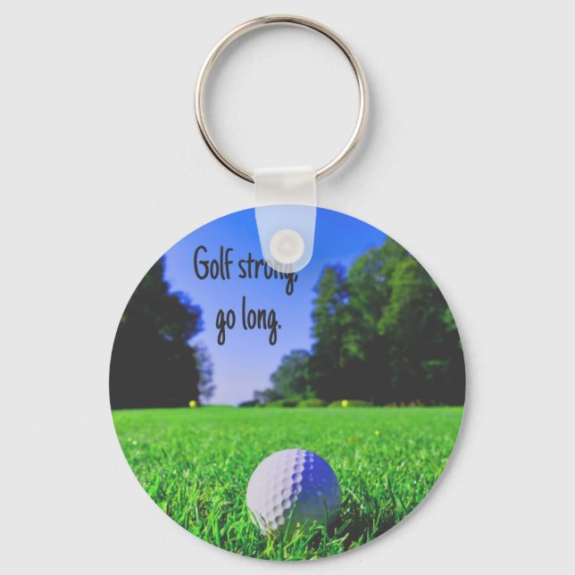 Golf strong go long grass golf ball key ring (Front)