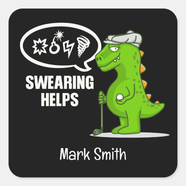 Golf swearing helps funny  square sticker (Front)