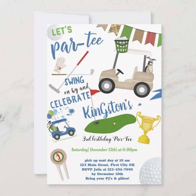 Golf Swing Birthday Invitation Card (Front)