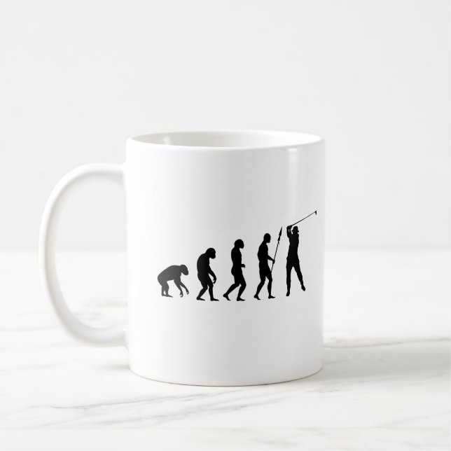 golf swing evolution coffee mug (Left)