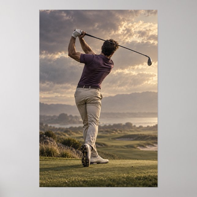 Golf Swing Follow Through Wall Art – Dramatic Golf (Front)