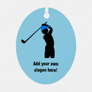Golf Swing - golfer text to customise on any colou Metal Tree Decoration