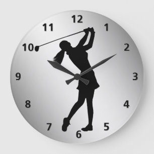 Golf Swinger, Female Customisable Large Clock