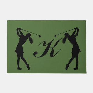 Golf Swinger, Female,  Customisable Monogram Doormat