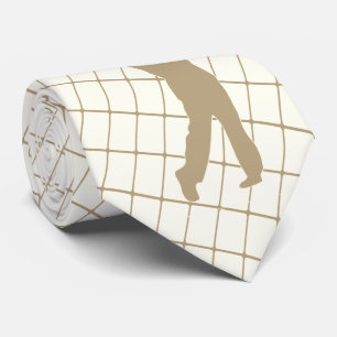 Golf Tan Silhouette Golfer and Golf Club Tie