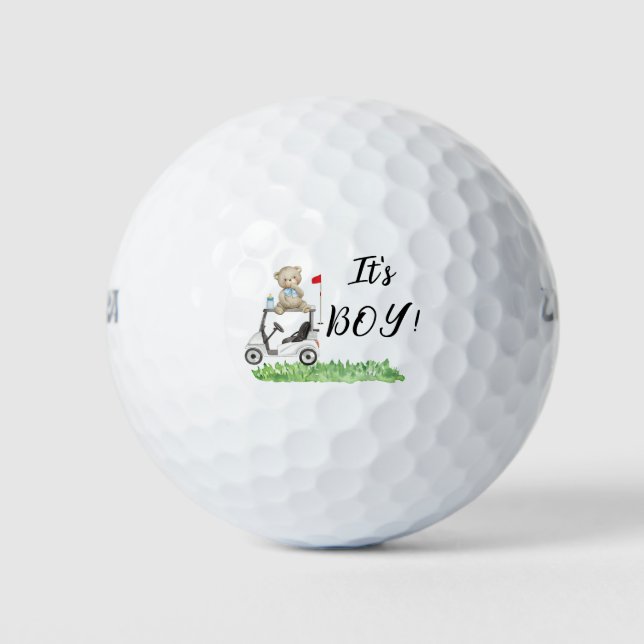 Golf Teddy Bear It's Boy for Baby Shower  Balls (Front)