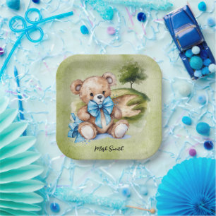Golf Teddy Bear It's Boy for Baby Shower   Paper Plate