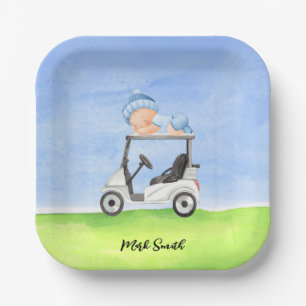 Golf Teddy Bear It's Boy for Baby Shower Paper Plate