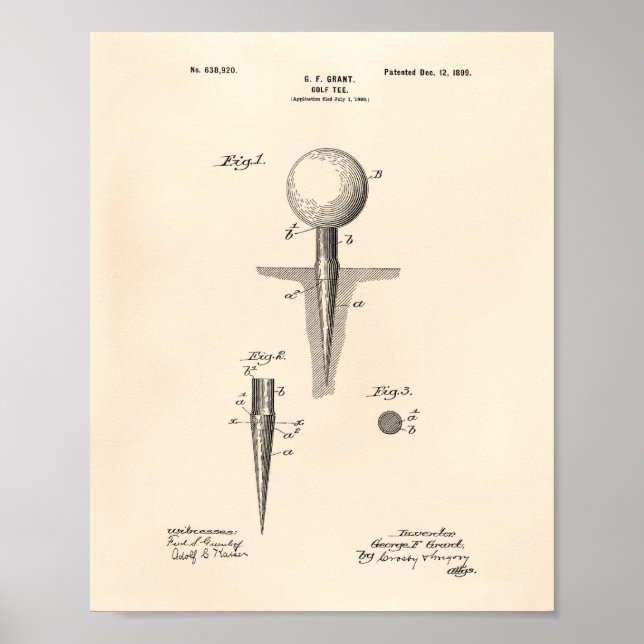Golf Tee 1899 Patent Art - Old Peper Poster (Front)