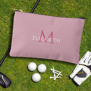 Golf Tee Golfer Pink Monogram Modern Accessory  Pouch