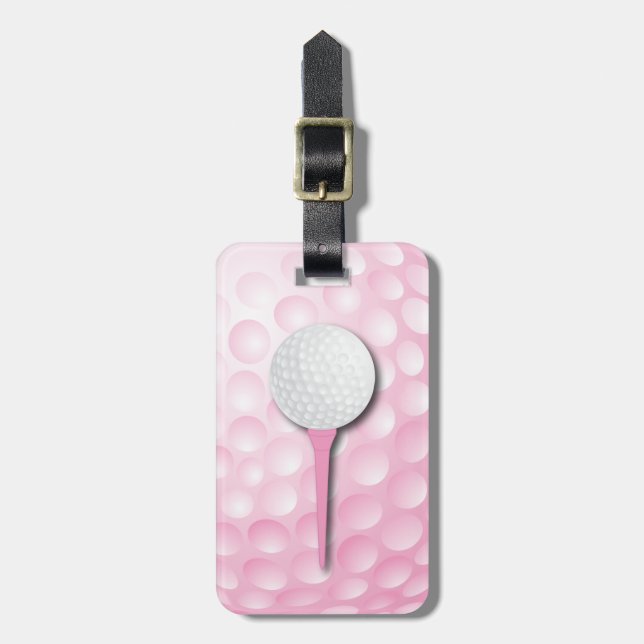 Golf Tee | Pink Luggage Tag (Front Vertical)
