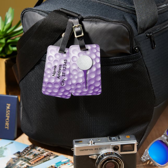 Golf Tee | Purple Luggage Tag (Front & Back)