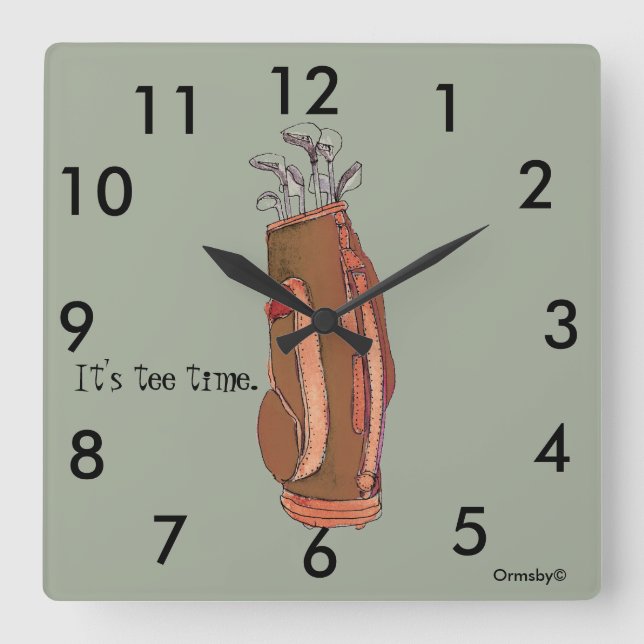 Golf tee time Square Wall Clock (Front)