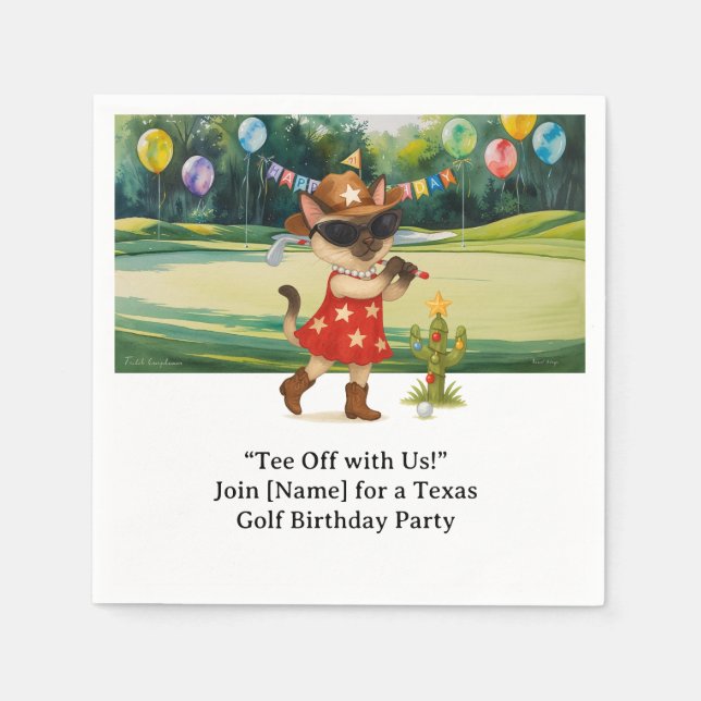 GOLF TEXAS Birthday party for cat lovers Napkin (Front)