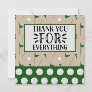 Golf thank you card for golfer with ball and flag