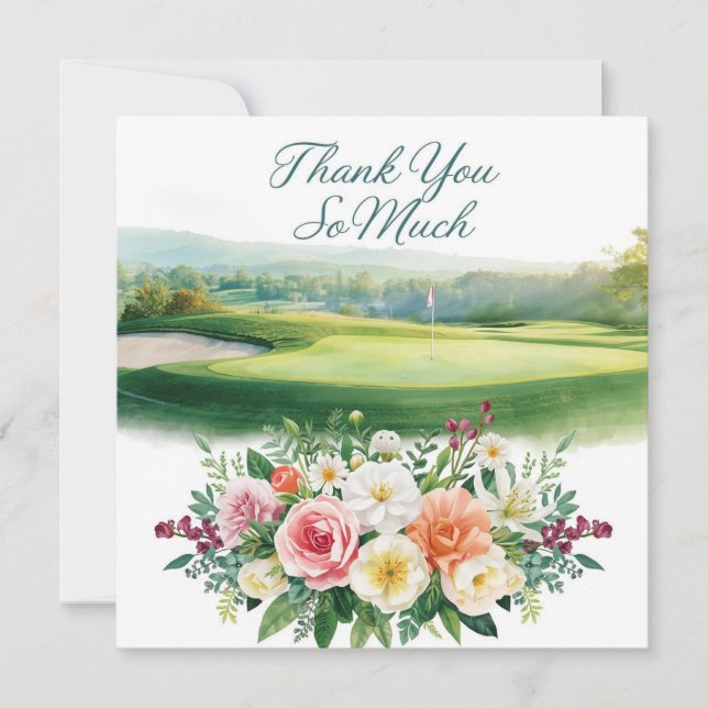Golf  thank you card golf course watercolor (Front)