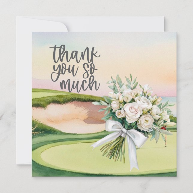 Golf  thank you card golf course watercolor (Front)
