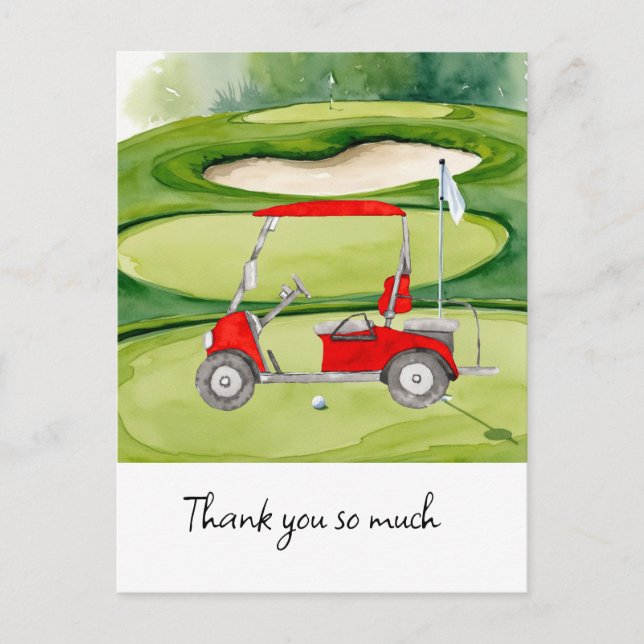 Golf  thank you card golf course watercolor (Front)