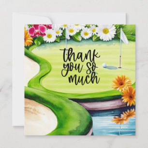 Golf  thank you card golf course watercolor