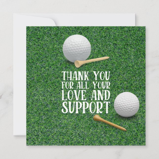 Golf thank you card love and support for golfer (Front)