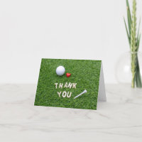 Golf Thank you card love on green grass Golfer