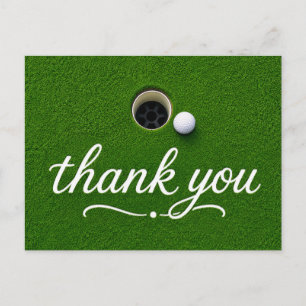 Golf  Thank you card with ball on green grass
