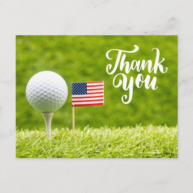 Golf  Thank you card with flag of America (Front)
