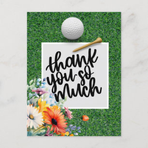 Golf  thank you card with flowers