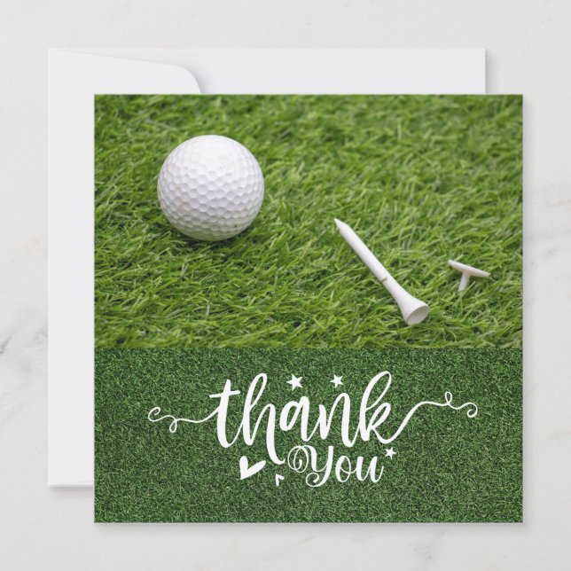 Golf Thank you card with golf ball for golfer  (Front)