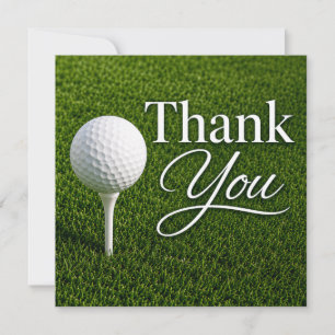 Golf Thank you card with golf ball on tee 