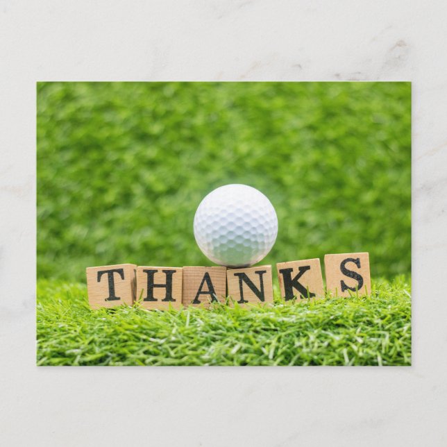 Golf  Thank you card with golf ball on tee (Front)