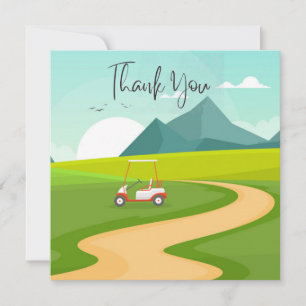 Golf thank you card with golf cart