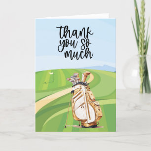 Golf Thank you card with golf cart watercolor
