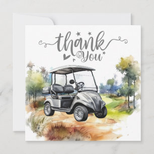 Golf Thank you card with golf cart watercolor