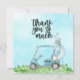 Golf Thank you card with golf cart watercolor