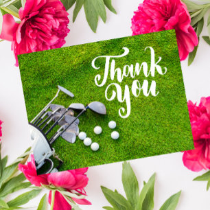 Golf  Thank you card with golf club ball bag 