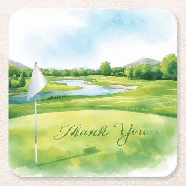 Golf Thank You Coaster | Elegant Golf Course  (Front)