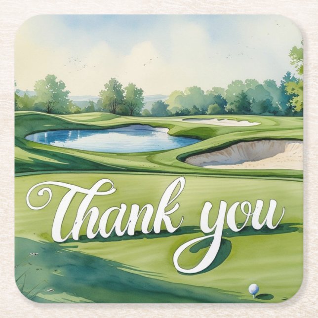 Golf Thank You Coaster | Elegant Golf Course  (Front)