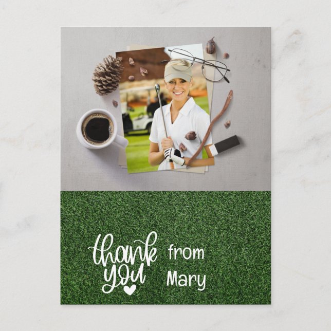Golf Thank you Create your own photo golfer  Postcard (Front)