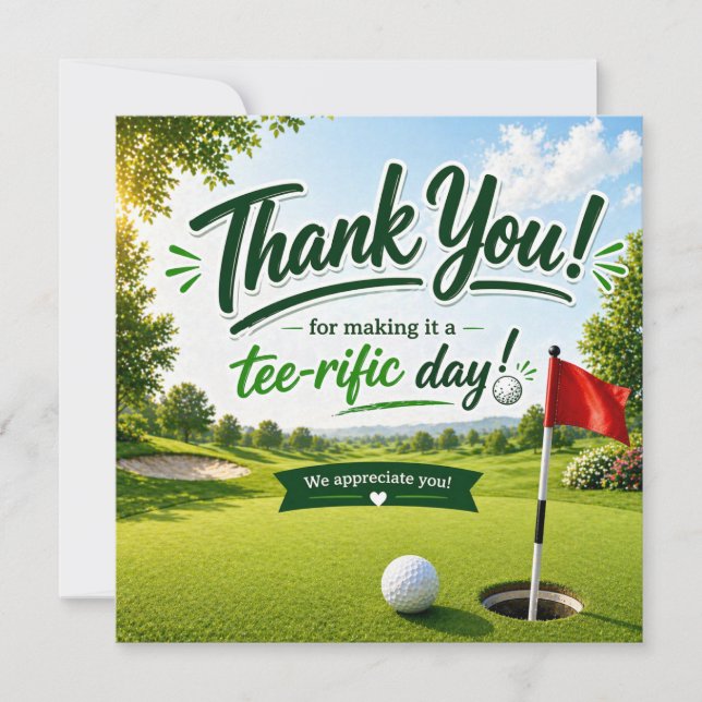 Golf Thank you for terrific day  Card (Front)