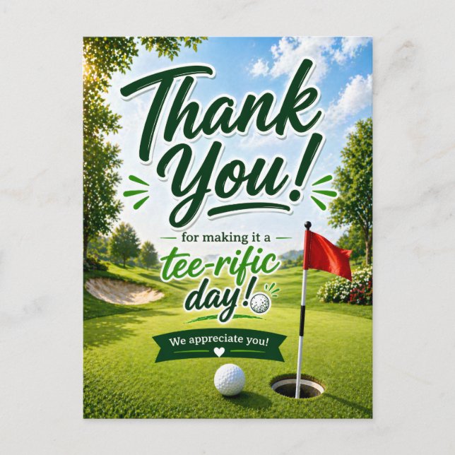 Golf Thank you for terrific day  Postcard (Front)