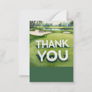 Golf Thank you golf ball on green Card