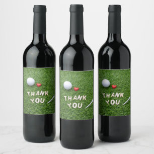 Golf Thank you Party with golf ball and tee  Wine Label
